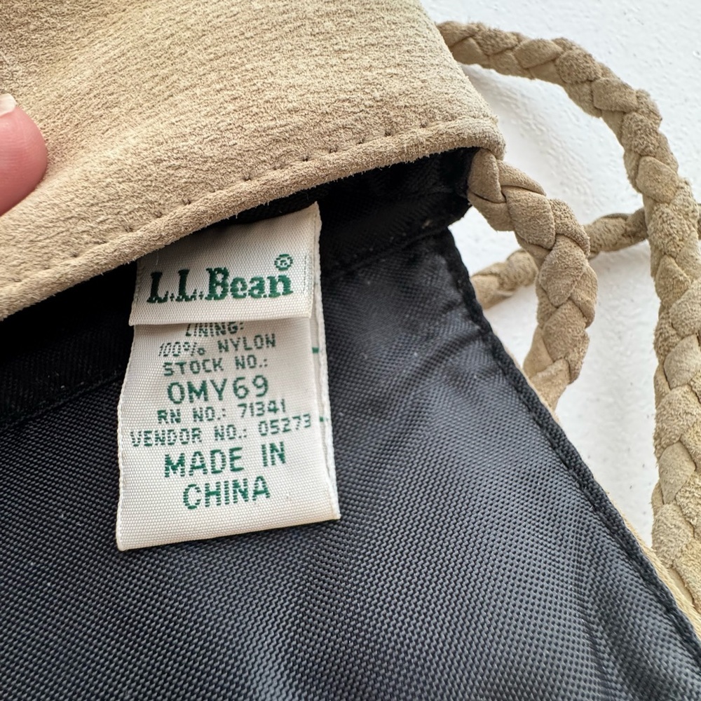 Vintage L.L. Bean Tan Suede Fringe Crossbody Bag Boho Western - Picture 5 of 10